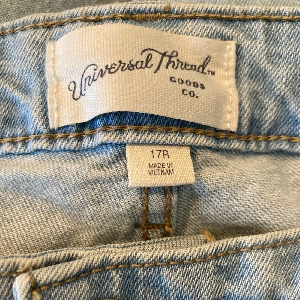 UNIVERSAL THREAD Jean 90’s Straight size 17 HIGH RISE light wash denim stretch - Picture 4 of 8